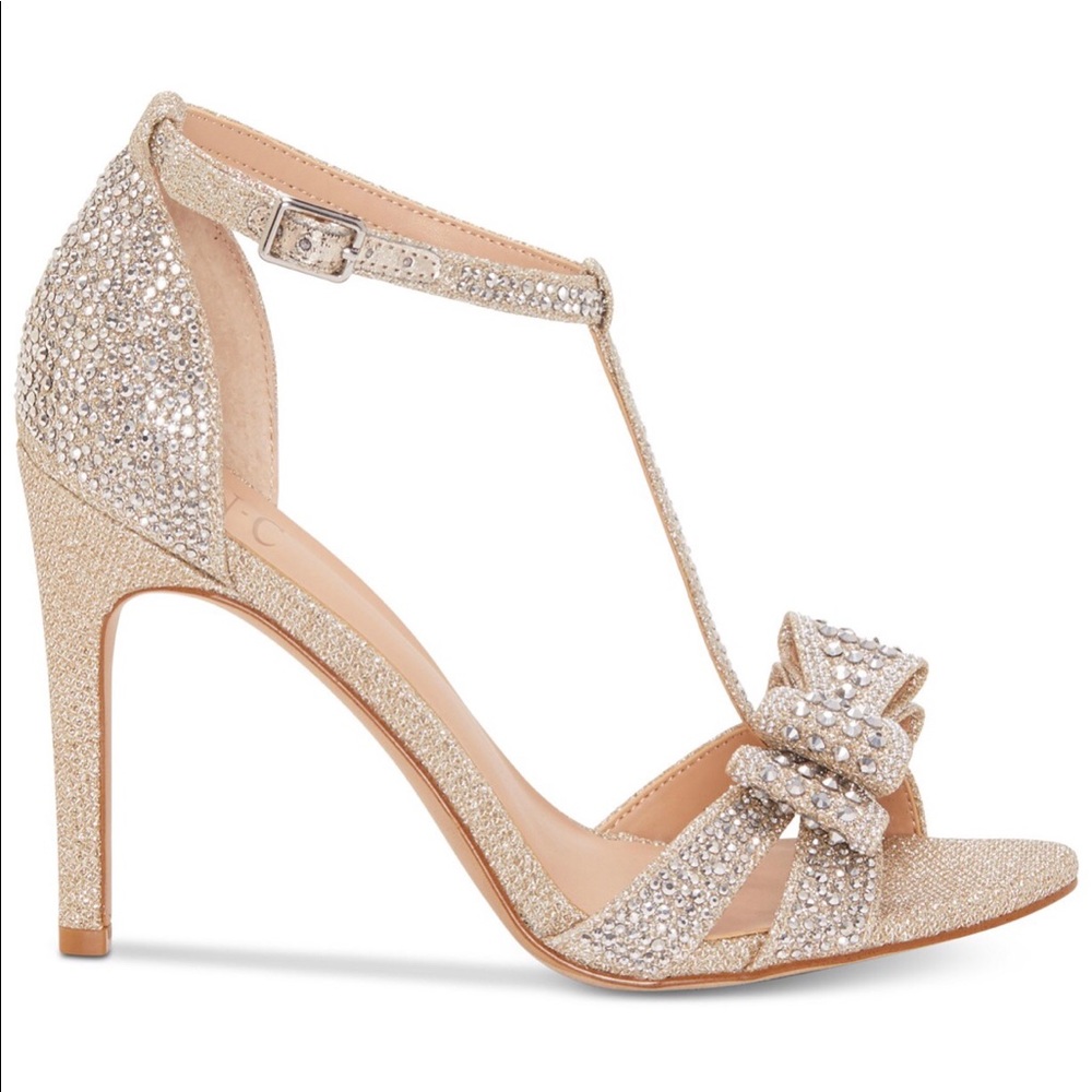 New Rhinestone Bow Evening Sandals 4 Inches Heel